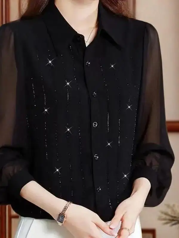 Spring Summer Long Sleeve Satin Shirt Women's Fashionable Pure Color Mom's Shirt V-Neck Warmth Silk Material Ladylike Style
Spring Summer Long Sleeve Satin Shirt Women's Fashionable Pure Color Mom's Shirt V-Neck Warmth Silk Material Ladylike Style