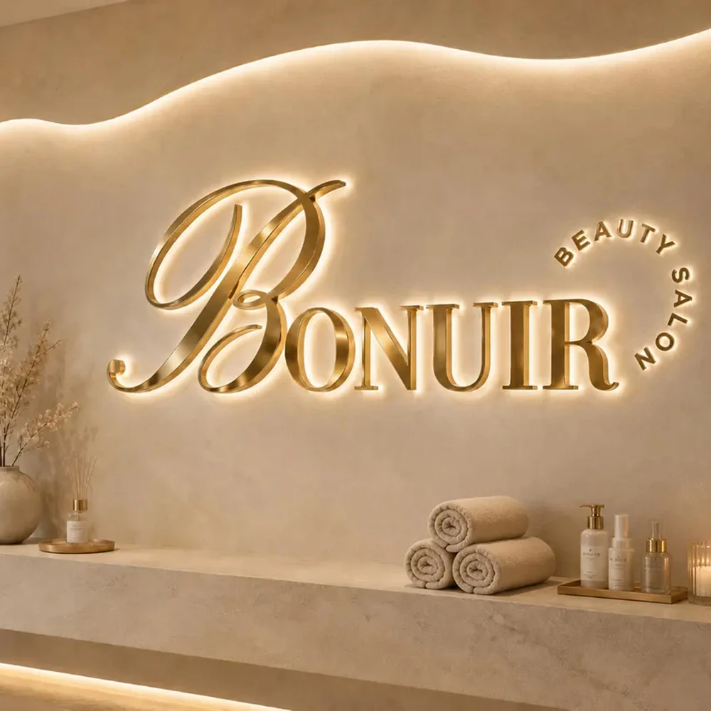 Custom Business Metal Frontlit Signboard Laser cut Metal Sign 3D Logo Personalize Sign for shop Salon Hotel Indoor/Outdoor Decor
Custom Business Metal Frontlit Signboard Laser cut Metal Sign 3D Logo Personalize Sign for shop Salon Hotel Indoor/Outdoor Decor