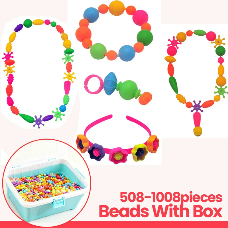 508/708/808/1008p Beads Diy Handmade Craft Wearing Beads Pretend Play Beauty Set Bracelet Princess Jewelry Kit Girl Gift
508/708/808/1008p Beads Diy Handmade Craft Wearing Beads Pretend Play Beauty Set Bracelet Princess Jewelry Kit Girl Gift