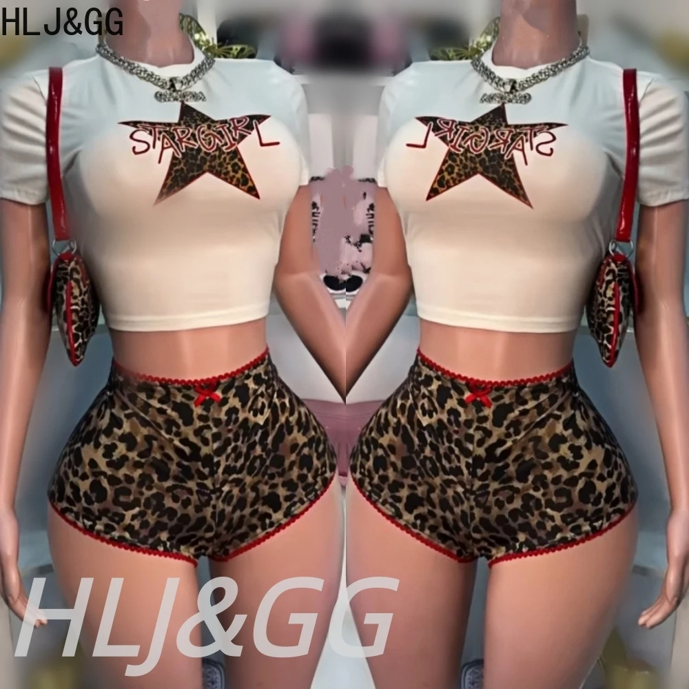 HLJ&GG Summer Leopard Print Bow Shorts Two Piece Sets Women O Neck Slim Crop Tshirts And Shorts Outfits Fashion 2pcs Streetwear
HLJ&GG Summer Leopard Print Bow Shorts Two Piece Sets Women O Neck Slim Crop Tshirts And Shorts Outfits Fashion 2pcs Streetwear