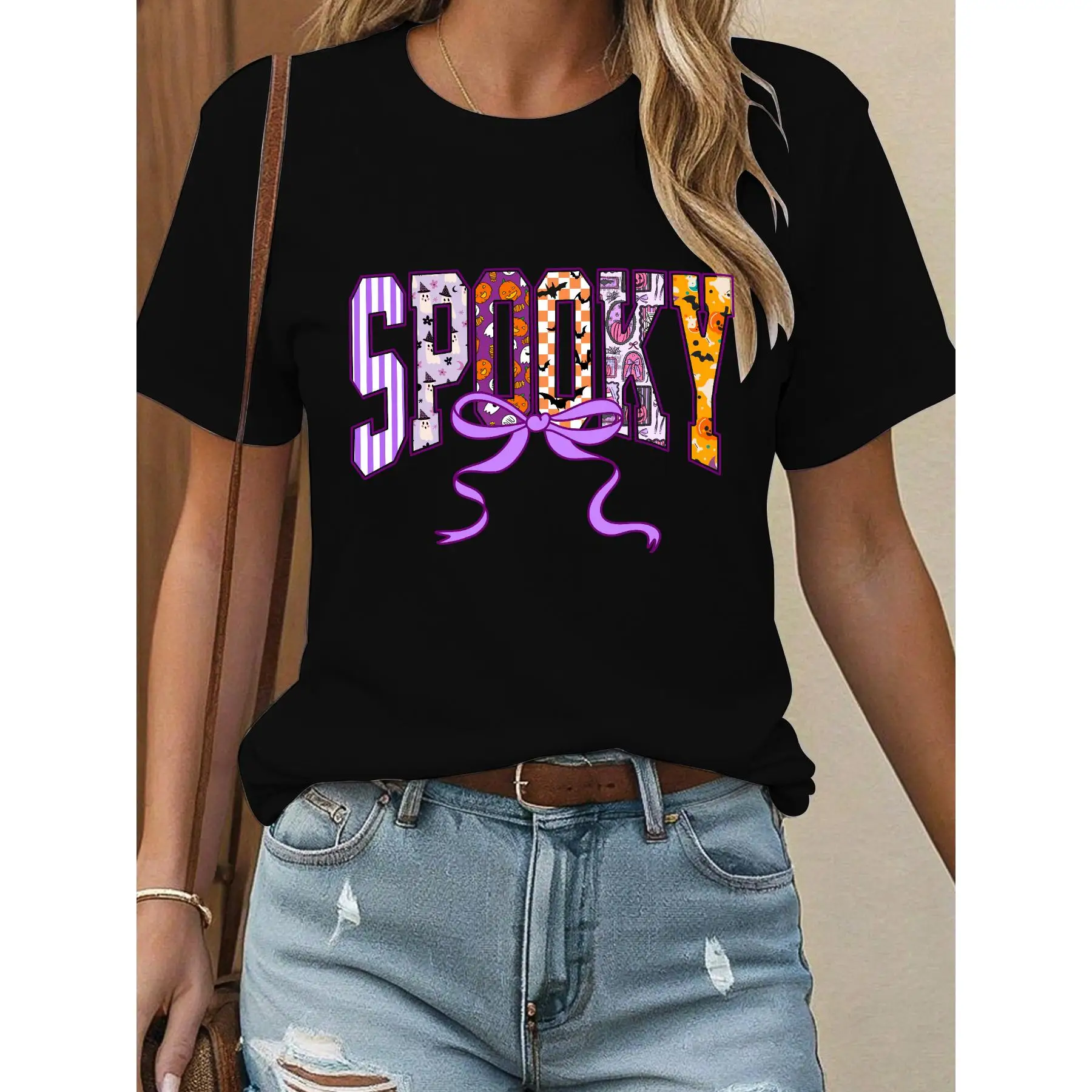 Stylish SPOOKY Halloween T-Shirt for Women, Cute Purple Bow Graphic Tee, Unisex Autumn Spooky Season Holiday Top
Stylish SPOOKY Halloween T-Shirt for Women, Cute Purple Bow Graphic Tee, Unisex Autumn Spooky Season Holiday Top