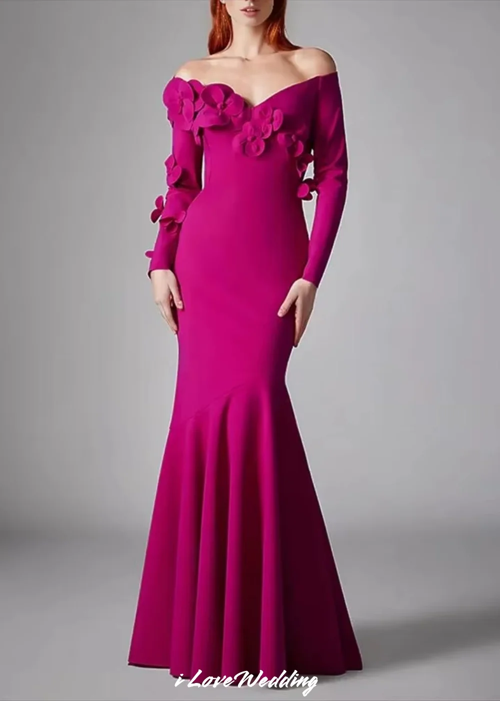 Rose Pink V-Neck Prom Dresses 2025 3D Flower Long Sleeve Mermaid Evening Dress Floor-length Wedding Guest Dresses Customized
Rose Pink V-Neck Prom Dresses 2025 3D Flower Long Sleeve Mermaid Evening Dress Floor-length Wedding Guest Dresses Customized