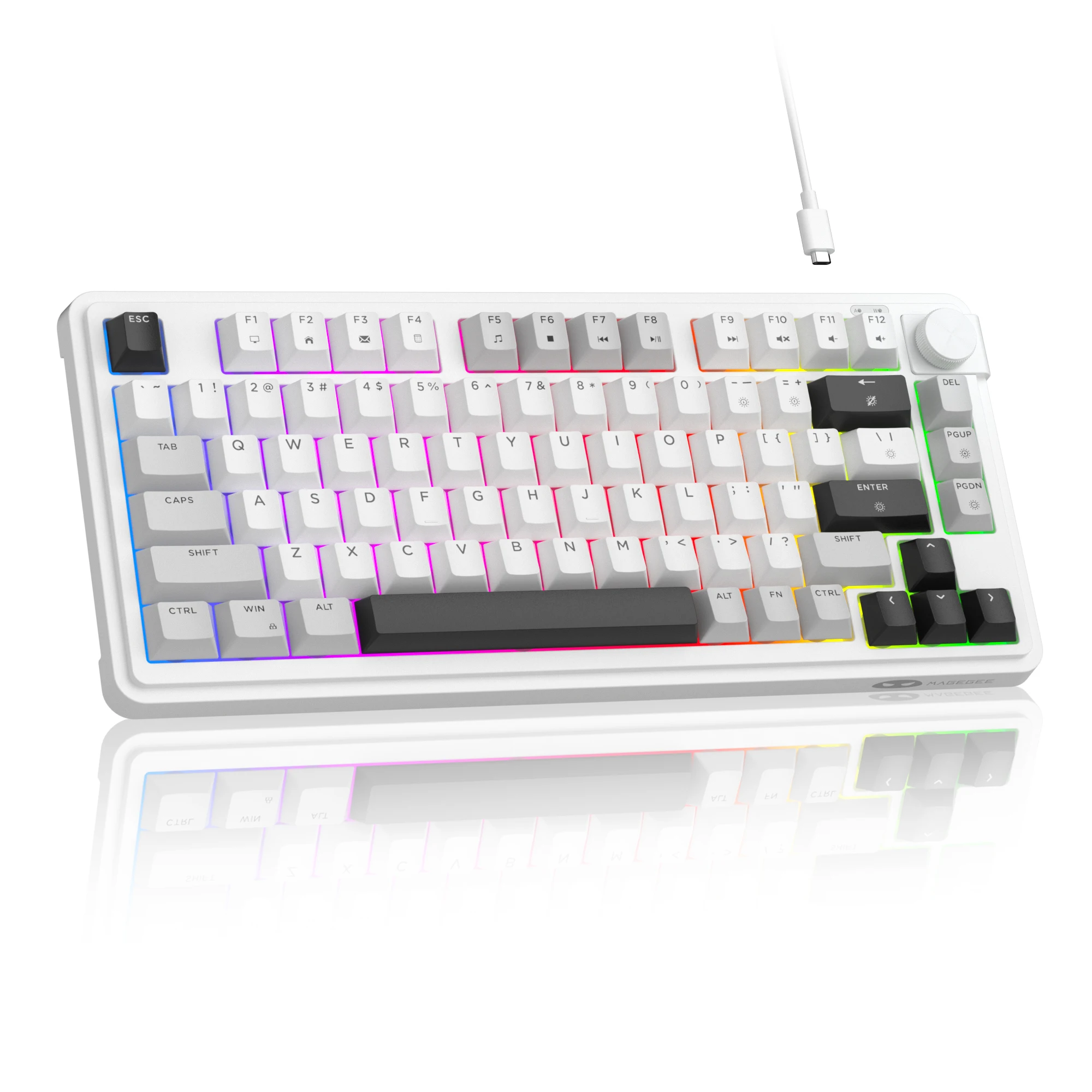 MageGee 75% Wired Mini Membrane Keyboard, 80 Keys RGB Backlit Computer Keyboard, Rotary Knob, Silent Typing for Laptop, PC Gift
MageGee 75% Wired Mini Membrane Keyboard, 80 Keys RGB Backlit Computer Keyboard, Rotary Knob, Silent Typing for Laptop, PC Gift