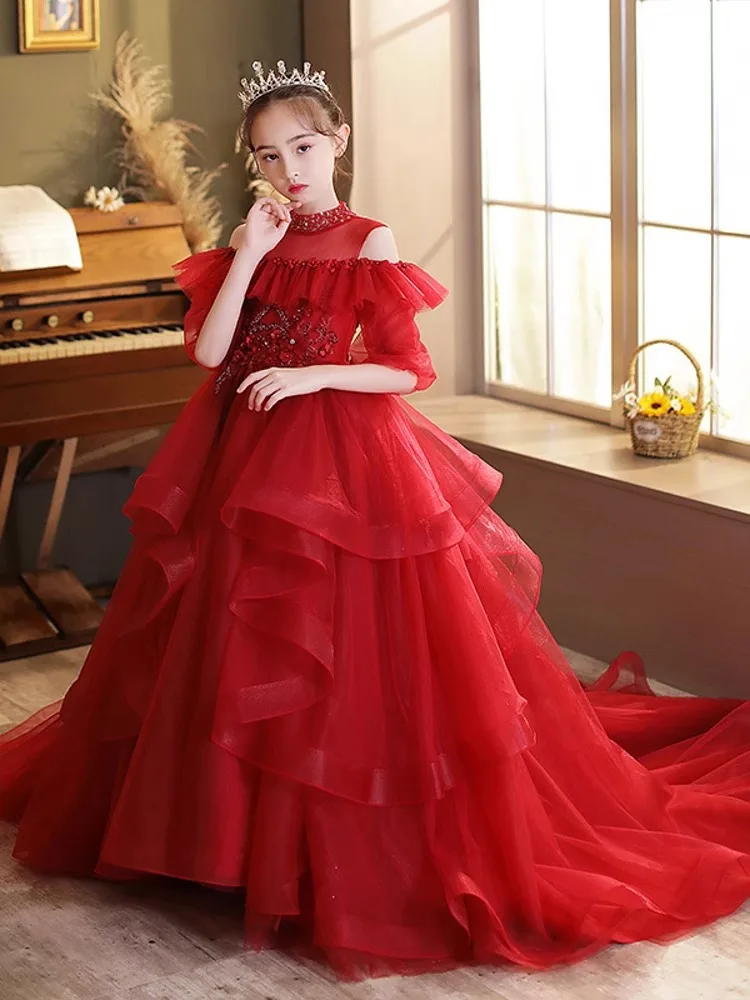 Children's High-End Dress Catwalk Girls' Performance Dress with Train Little Girl's Birthday Puffy Tulle Stylish Princess Dress
Children's High-End Dress Catwalk Girls' Performance Dress with Train Little Girl's Birthday Puffy Tulle Stylish Princess Dress