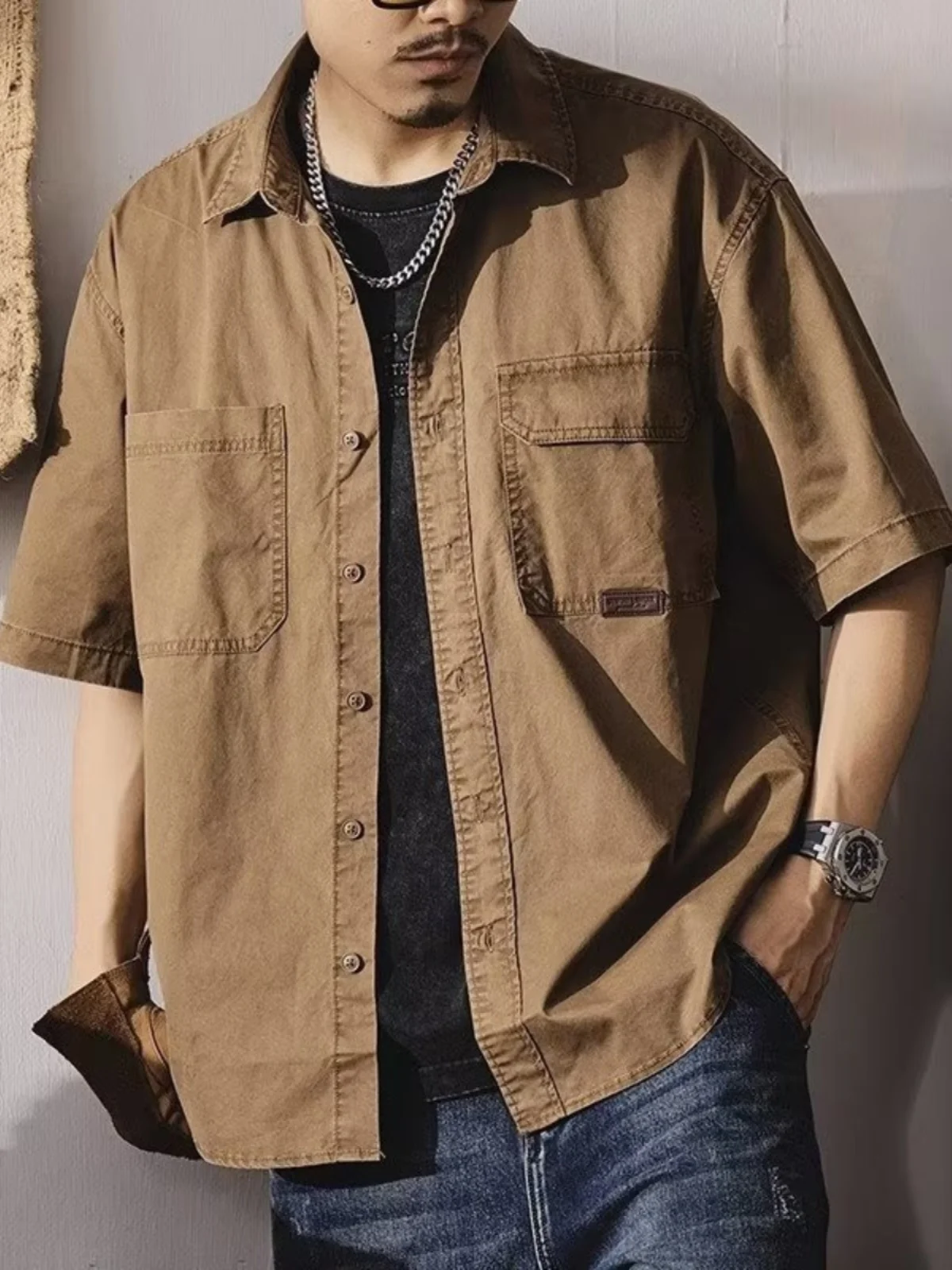 American Sle Military Wind irt Men Summer Thin Loose Casual Turn-down Collar irt Cotton No-iron Treaent Youth Faion
American Sle Military Wind irt Men Summer Thin Loose Casual Turn-down Collar irt Cotton No-iron Treaent Youth Faion