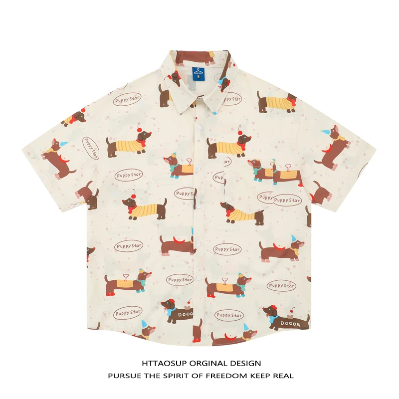 HTTAOSUP Summer Trendy Short Sleeve Loose Fit Dog Print Shirt for Men Vintage Couples Shirt Polyester Fiber Soft Gloss
HTTAOSUP Summer Trendy Short Sleeve Loose Fit Dog Print Shirt for Men Vintage Couples Shirt Polyester Fiber Soft Gloss