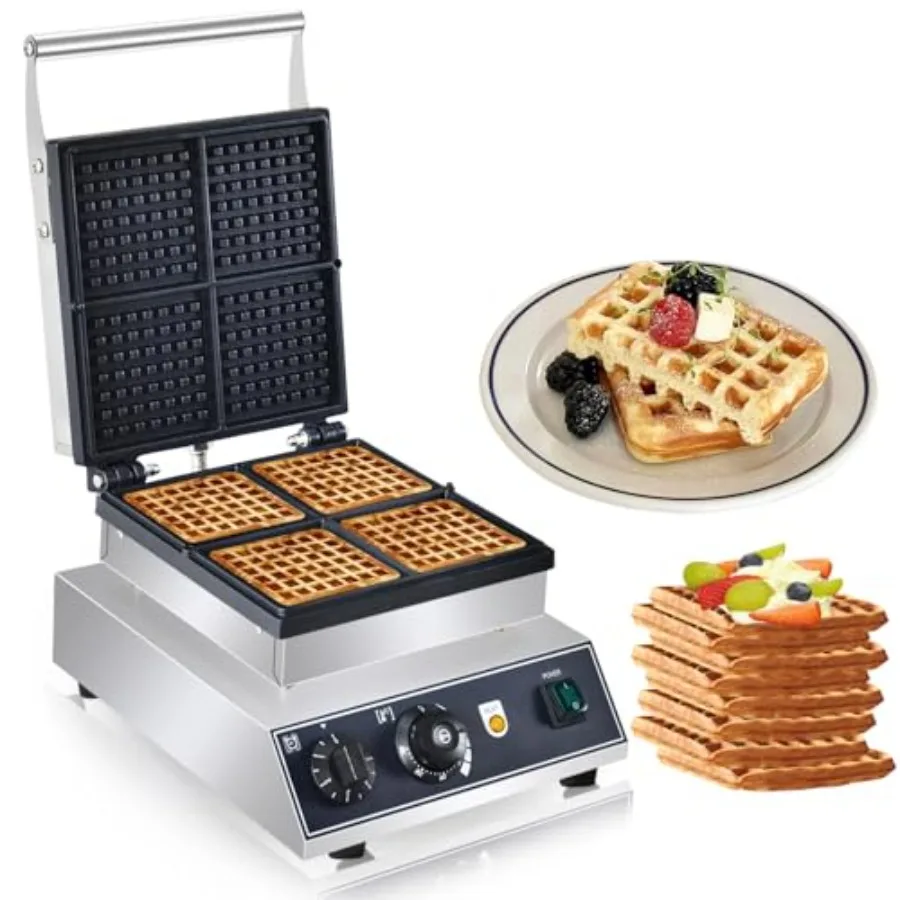 Commercial snack bar home bakery use: stainless steel 110V square waffle maker, nonstick, 1800W, with temperature time control,
Commercial snack bar home bakery use: stainless steel 110V square waffle maker, nonstick, 1800W, with temperature time control,