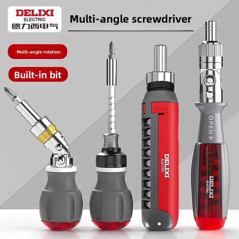 DELIXI Ratchet Screwdriver Set Multifunction Magnetic Phillips Flathead Bit Driver Kit Strong Torque Dual Use Repair Tool Kit fo
DELIXI Ratchet Screwdriver Set Multifunction Magnetic Phillips Flathead Bit Driver Kit Strong Torque Dual Use Repair Tool Kit fo