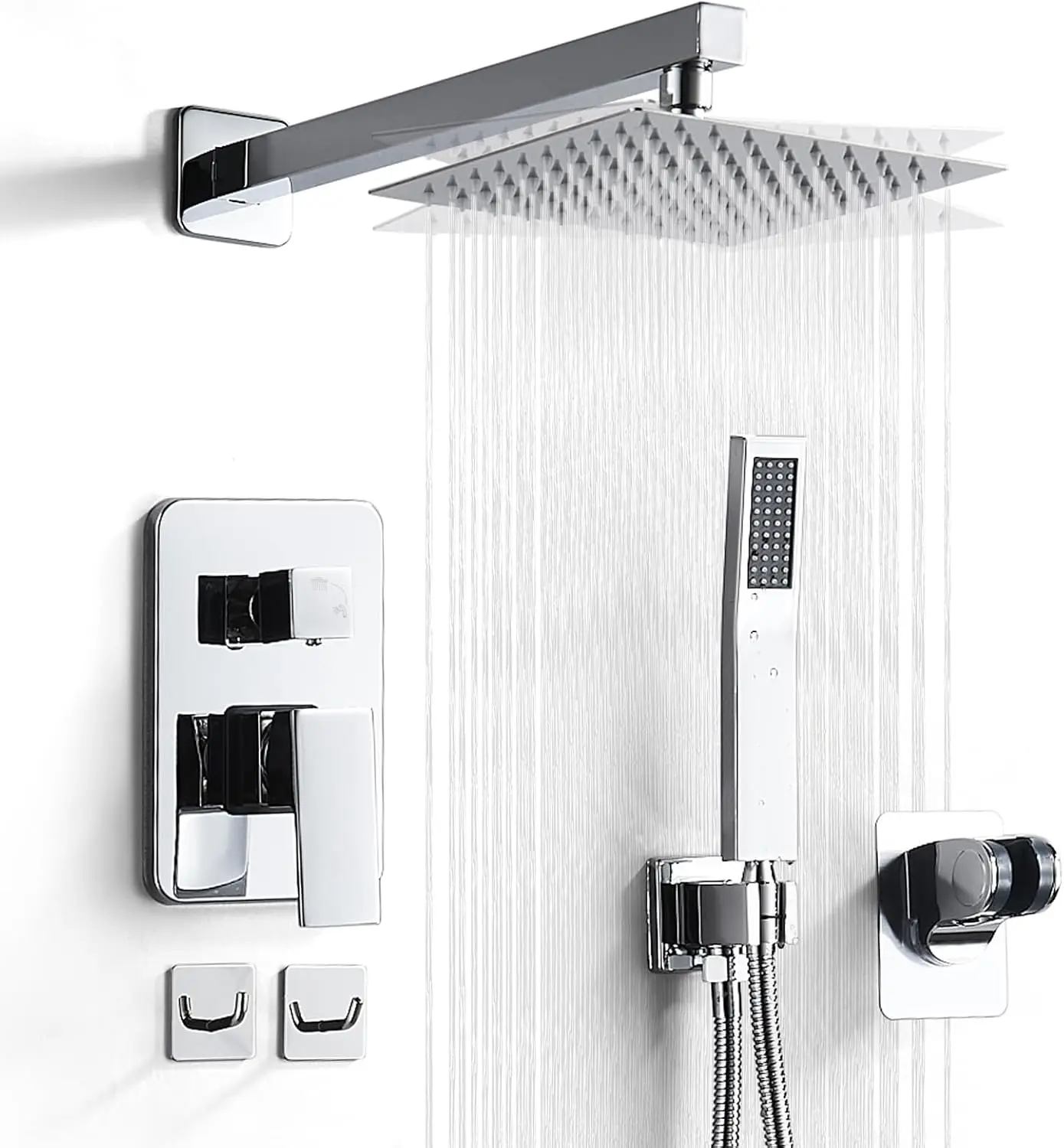 8 Inch Luxury Rain Shower Set with Handheld Spray, Square Wall Mount for Bathroom
8 Inch Luxury Rain Shower Set with Handheld Spray, Square Wall Mount for Bathroom