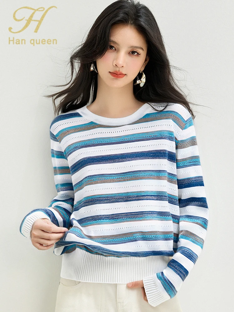 H Han Queen Autumn Simple Basic Fashion Casual Stripes Long Sleeve Tops Knitwear Korean Loose Elastic Pullovers Sweaters Women
H Han Queen Autumn Simple Basic Fashion Casual Stripes Long Sleeve Tops Knitwear Korean Loose Elastic Pullovers Sweaters Women