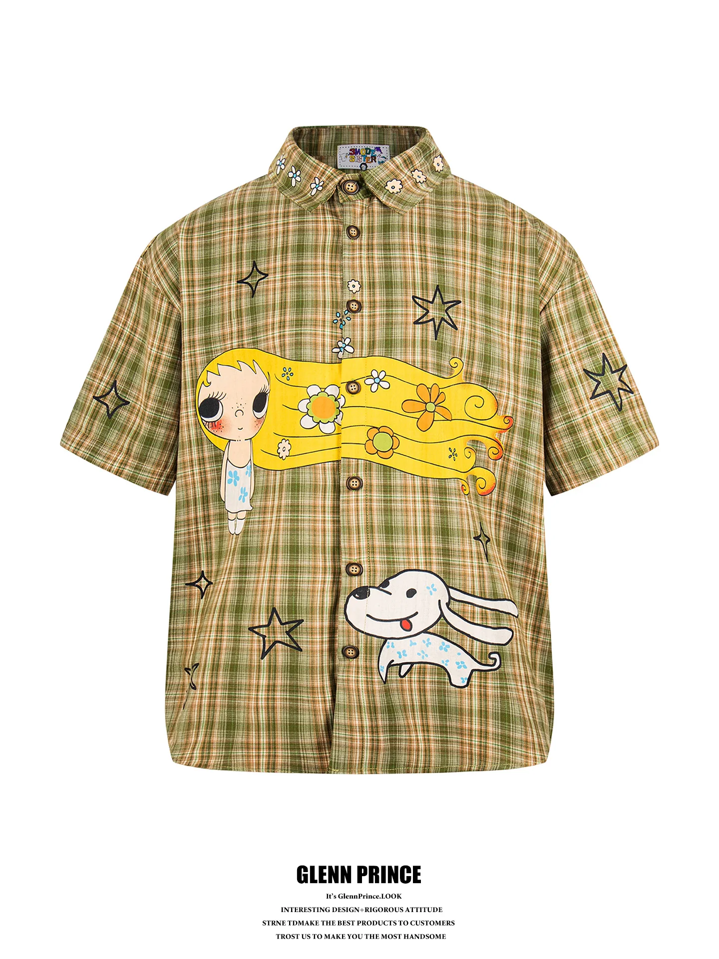 Loose Cotton Plaid Short Sleeve Shirt for Boys Summer Fashionable Vintage Cartoon Girl Print Casual Breathable Loose Top
Loose Cotton Plaid Short Sleeve Shirt for Boys Summer Fashionable Vintage Cartoon Girl Print Casual Breathable Loose Top