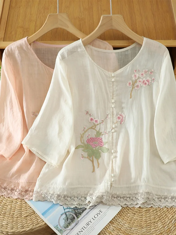 Elegant round Neck Cotton Linen Shirt Women Summer Beautiful Embroidery Lace Sleeveless Top Comfortable Breathable Chinese Style
Elegant round Neck Cotton Linen Shirt Women Summer Beautiful Embroidery Lace Sleeveless Top Comfortable Breathable Chinese Style
