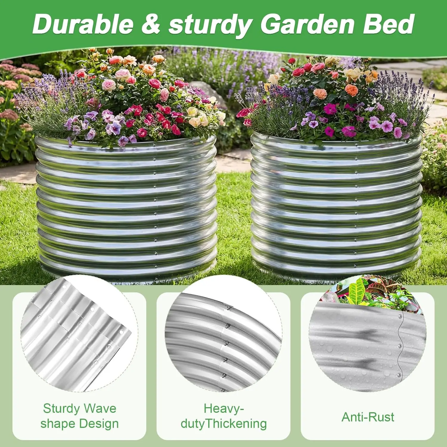 AHEONLAR 2 Pack 3x3x3ft Round Galvanized Raised Garden Bed Outdoor Metal Planter Bed Box for Vegetables Gardening
AHEONLAR 2 Pack 3x3x3ft Round Galvanized Raised Garden Bed Outdoor Metal Planter Bed Box for Vegetables Gardening