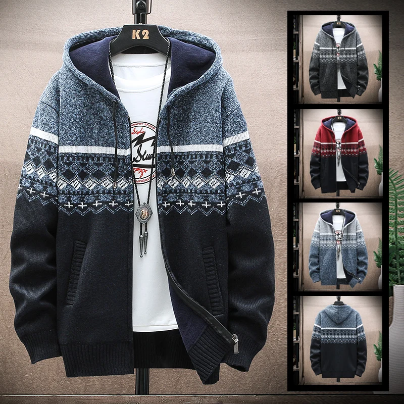 Men Thickened Sweater Fleece Cardigan Winter Cable Sweaters Fashion Stripe Stand Collar Jacket Brand Y2K Clothing JJ951
Men Thickened Sweater Fleece Cardigan Winter Cable Sweaters Fashion Stripe Stand Collar Jacket Brand Y2K Clothing JJ951