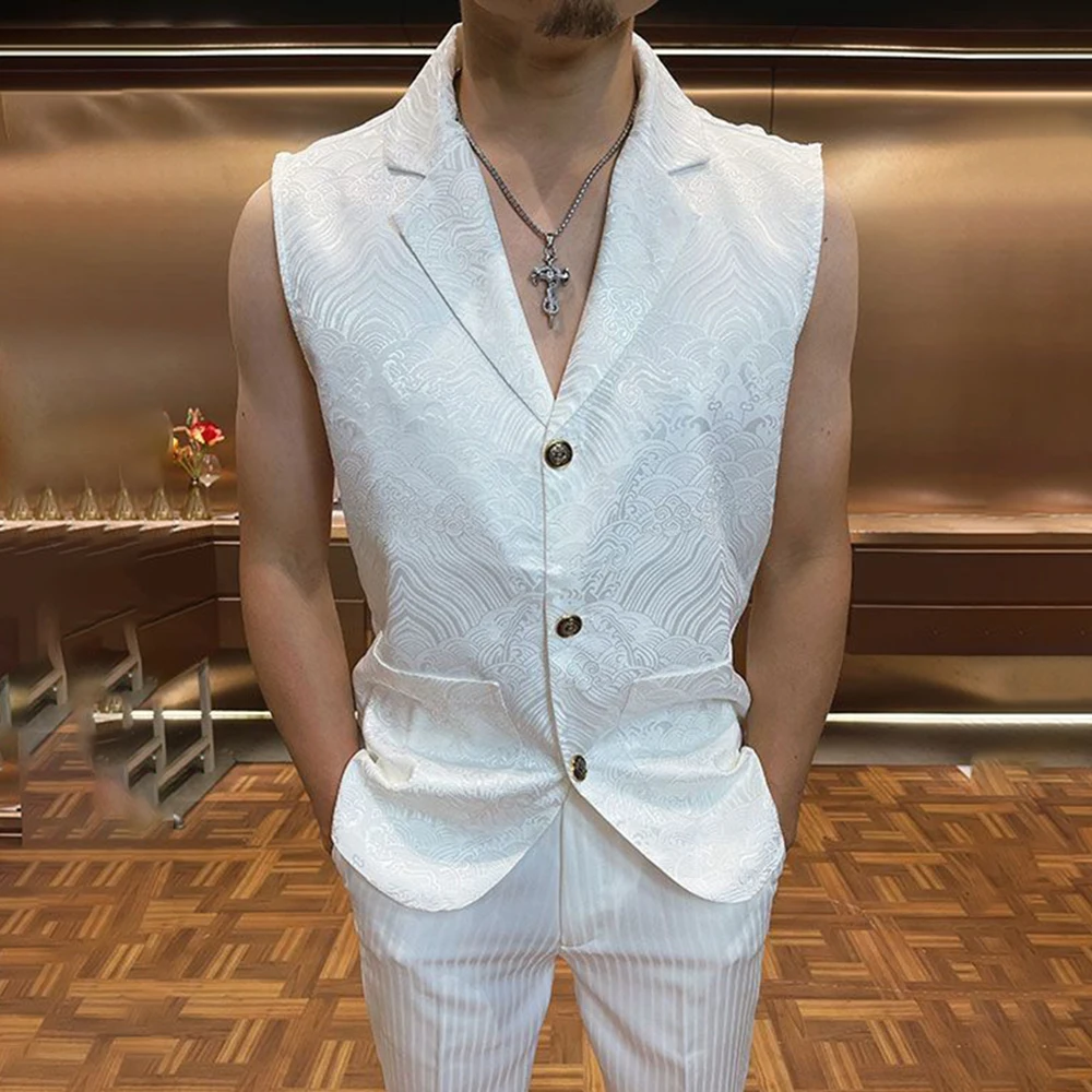 Мужской жилет, деловая повседневная майка с узором, модная повседневная дышащая универсальная летняя футболка без рукавов, мужская одежда, новинка 2023 года 
Мужской жилет, деловая повседневная майка с узором, модная повседневная дышащая универсальная летняя футболка без рукавов, мужская одежда, новинка 2023 года