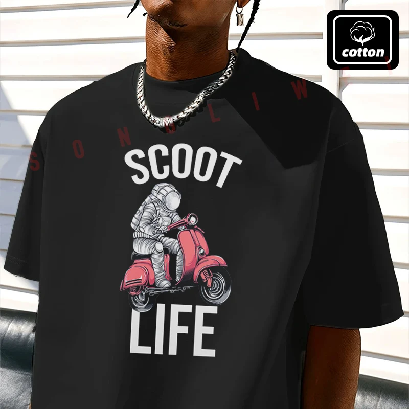 Men's Cotton T-Shirt Motorcycle Scoot Life Astronaut Moped Tshirt Men's Casual Short Sleeve Tee
Men's Cotton T-Shirt Motorcycle Scoot Life Astronaut Moped Tshirt Men's Casual Short Sleeve Tee