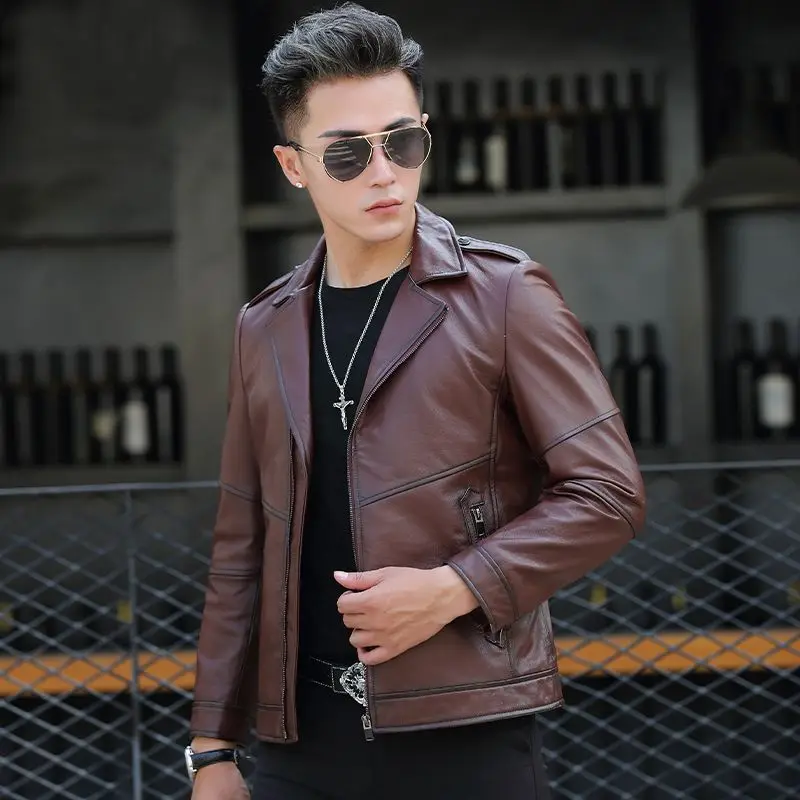 2023 Men's Spring Autumn Korean Lapel Genuine Leather Jackets Male Motorcycle Real Sheepskin Coats Men Short Slim Overcoats F357
2023 Men's Spring Autumn Korean Lapel Genuine Leather Jackets Male Motorcycle Real Sheepskin Coats Men Short Slim Overcoats F357