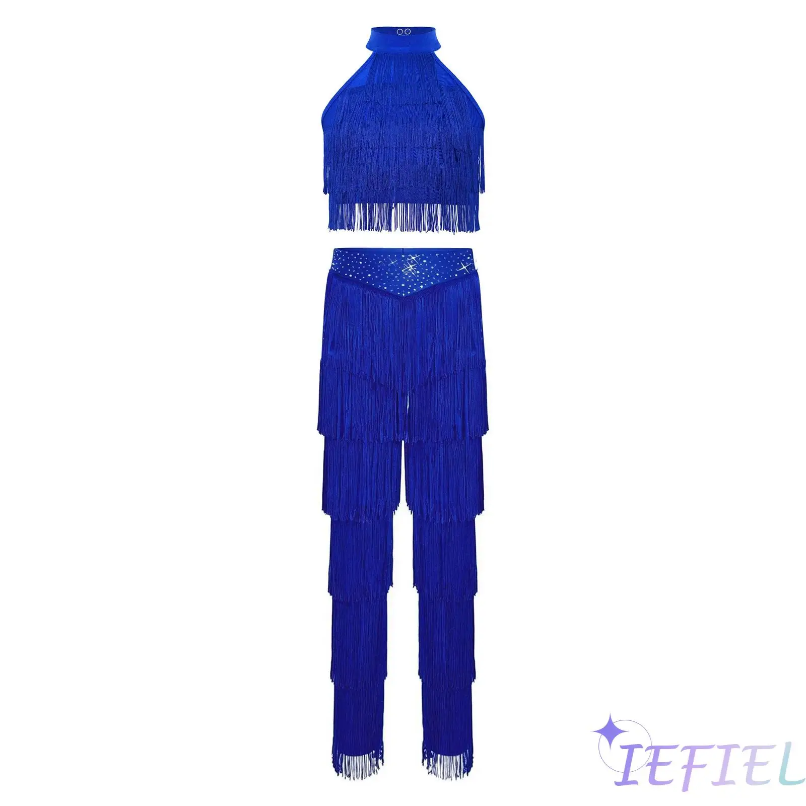 Kids Girls Salsa Latin Dance Costume Sleeveless Strappy Back Tiered Tassels Crop Top with Fringe Pants for Jazz Dance Shows
Kids Girls Salsa Latin Dance Costume Sleeveless Strappy Back Tiered Tassels Crop Top with Fringe Pants for Jazz Dance Shows