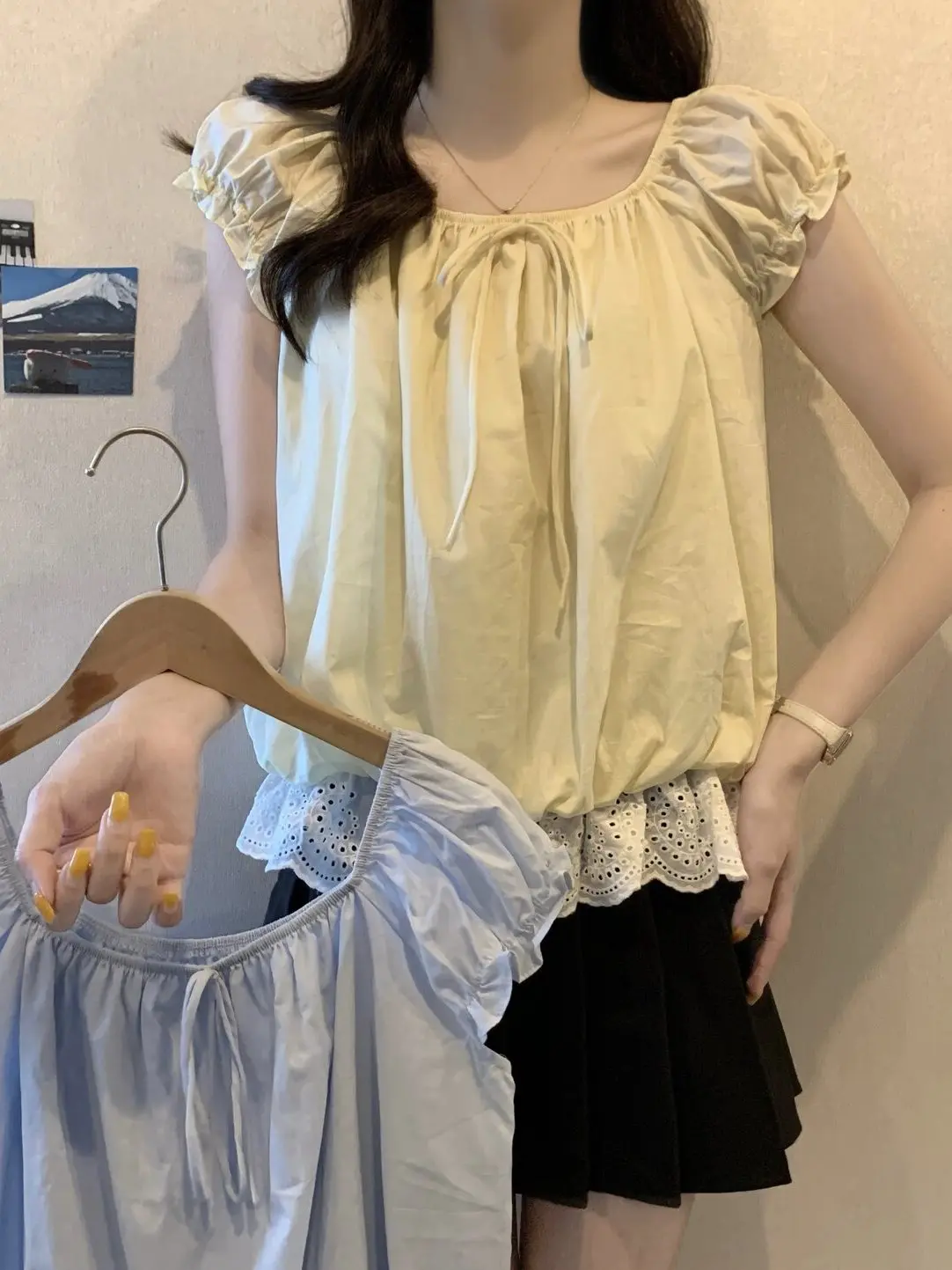 plus Size Bubble Sleeve Shirt Lace Patchwork Belted Summer New Style Slimming Versatile Design Korean Style Commute Wind Blouse
plus Size Bubble Sleeve Shirt Lace Patchwork Belted Summer New Style Slimming Versatile Design Korean Style Commute Wind Blouse