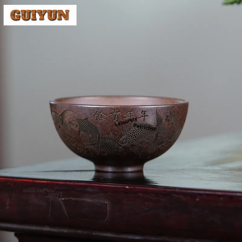 150 мл Исинская фиолетовая глиняная чайная чашка Ретро чайная чаша Одиночные чашки Чашка аромата для дегустации чая Jianzhan Master Cups Бытовые чайные сервизы