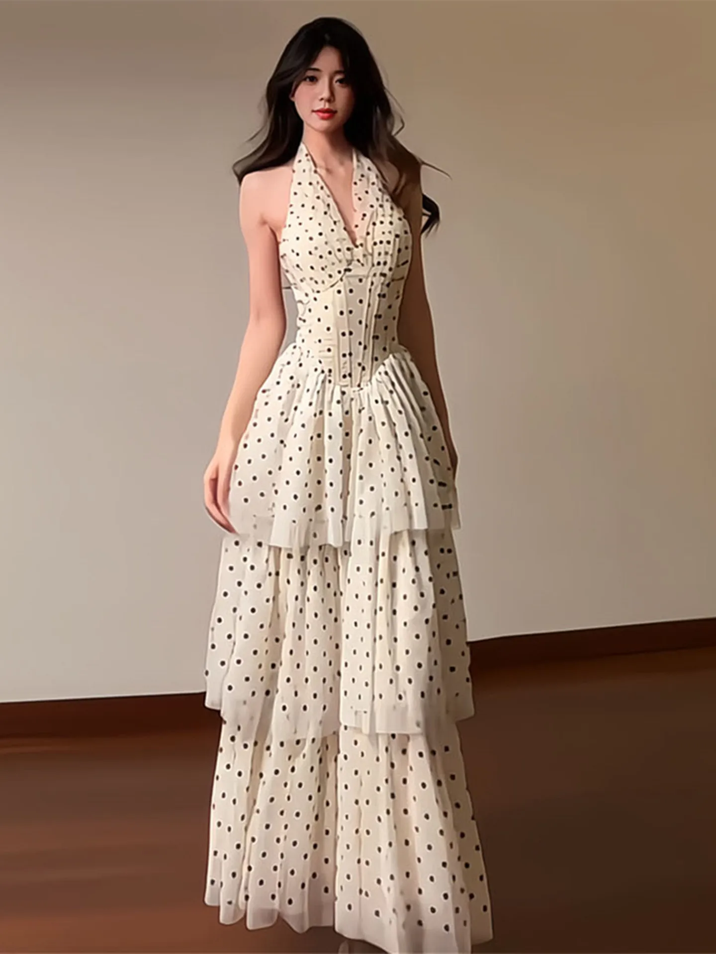 Stunning Polka Dot Neckline Dress Women Summer Fashionable Elegant Long Cake Skirt Style High Waist A-Line Silhouette V-Neck ...
Stunning Polka Dot Neckline Dress Women Summer Fashionable Elegant Long Cake Skirt Style High Waist A-Line Silhouette V-Neck ...