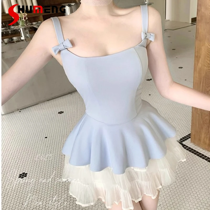 2025 Summer Pure Desire Elegant Patchwork Bowknot Strap Top Camisoles Pullover Kawaii Clothes Blue Slimming Slings For Ladies
2025 Summer Pure Desire Elegant Patchwork Bowknot Strap Top Camisoles Pullover Kawaii Clothes Blue Slimming Slings For Ladies
