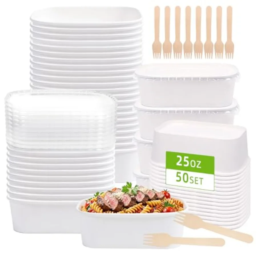 50 Pack 25 oz Paper Food Containers with Lids, Meal Prep Containers Disposable Large Paper Bowls, Microwavable and Freezer Stor
50 Pack 25 oz Paper Food Containers with Lids, Meal Prep Containers Disposable Large Paper Bowls, Microwavable and Freezer Stor