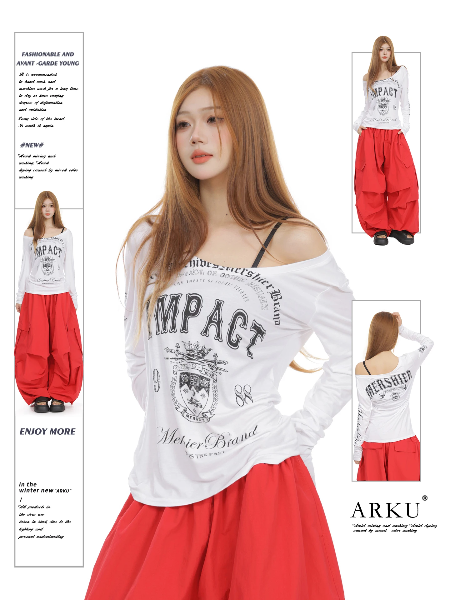 Slim Fit Long Sleeve T-Shirt Women's Casual Style Letter Print U-Neck Top Trendy Base Shirt Shoulder Baring Bottoming Shirt
Slim Fit Long Sleeve T-Shirt Women's Casual Style Letter Print U-Neck Top Trendy Base Shirt Shoulder Baring Bottoming Shirt