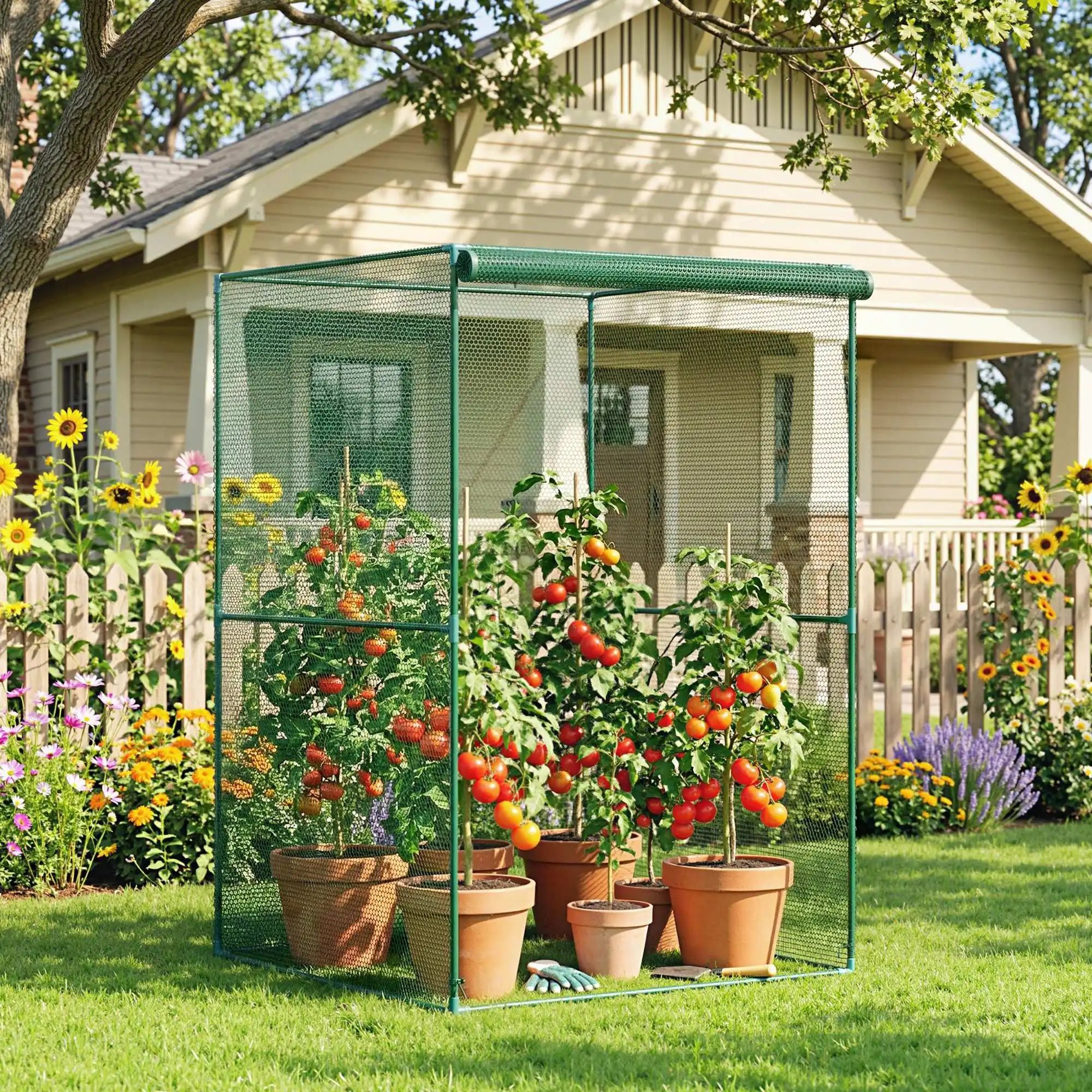 3.9x3.9x5.9 Ft Walk in Crop Cage Plant Protection Tent with Roll Up Zippered Door for Garden Vegetables Fruit Flowers Dark Green
3.9x3.9x5.9 Ft Walk in Crop Cage Plant Protection Tent with Roll Up Zippered Door for Garden Vegetables Fruit Flowers Dark Green