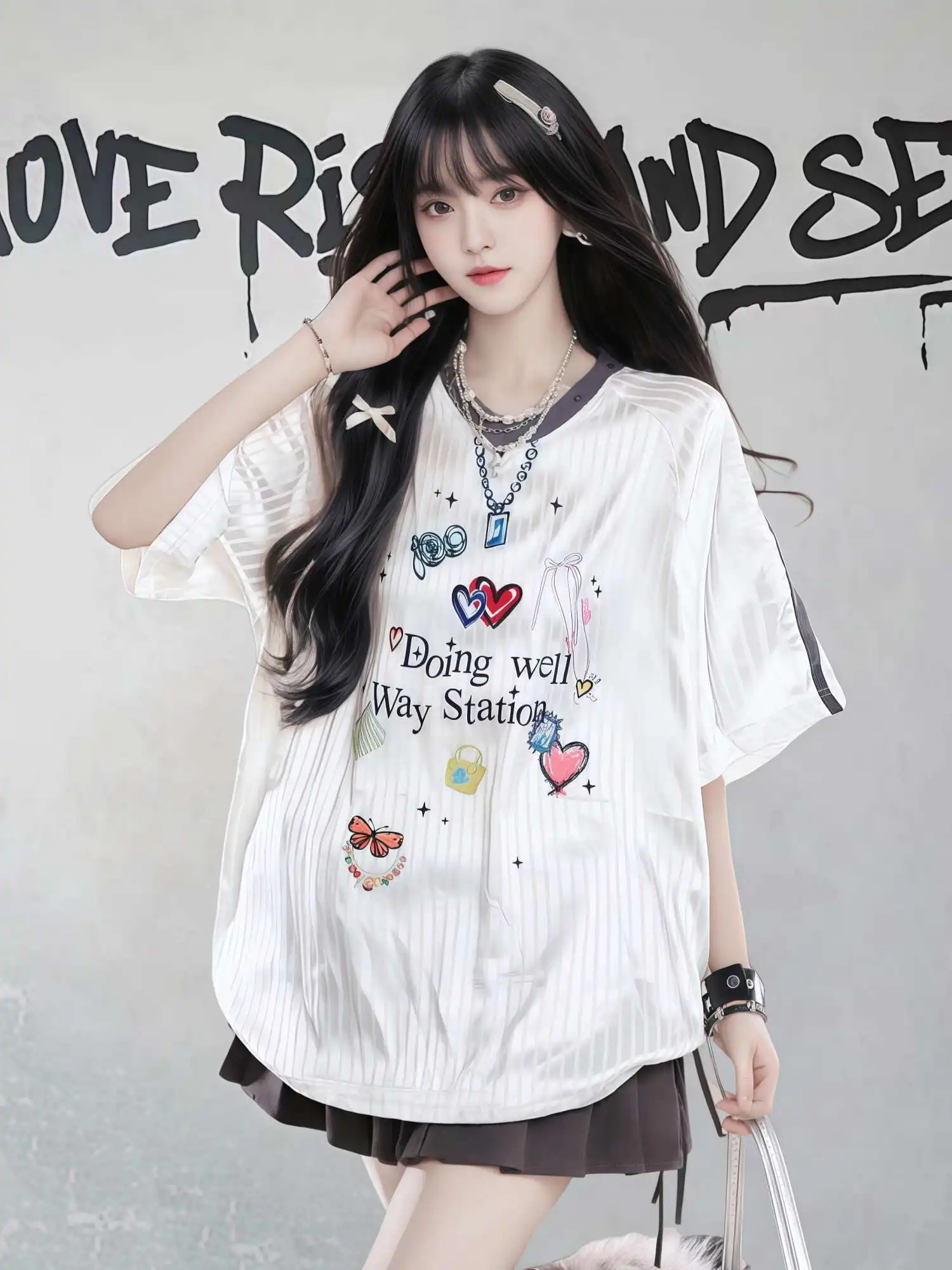 2025 Fashion Short Sleeve T-Shirt For Women Summer Pink Lazy Color-Block Striped Loose Sports Jersey Top
2025 Fashion Short Sleeve T-Shirt For Women Summer Pink Lazy Color-Block Striped Loose Sports Jersey Top