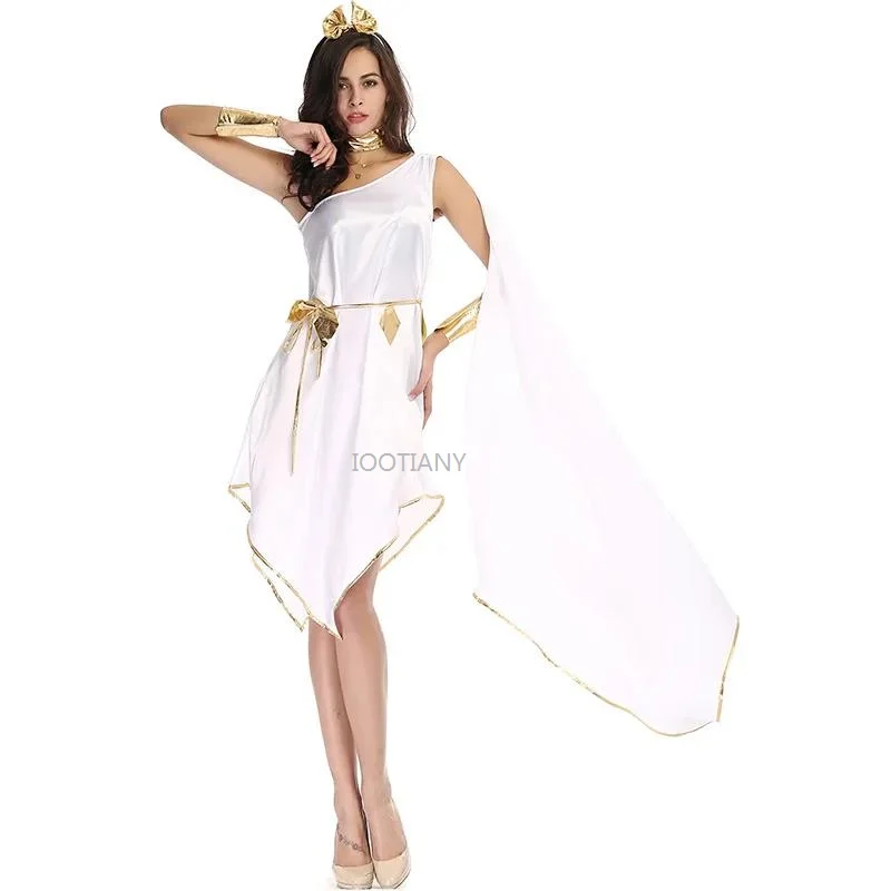 Halloween Ancient Greek Goddess Women Fancy Dress Sexy Roman Princesses Cosplay Costume White Goddess Flowing Irregular Dress
Halloween Ancient Greek Goddess Women Fancy Dress Sexy Roman Princesses Cosplay Costume White Goddess Flowing Irregular Dress