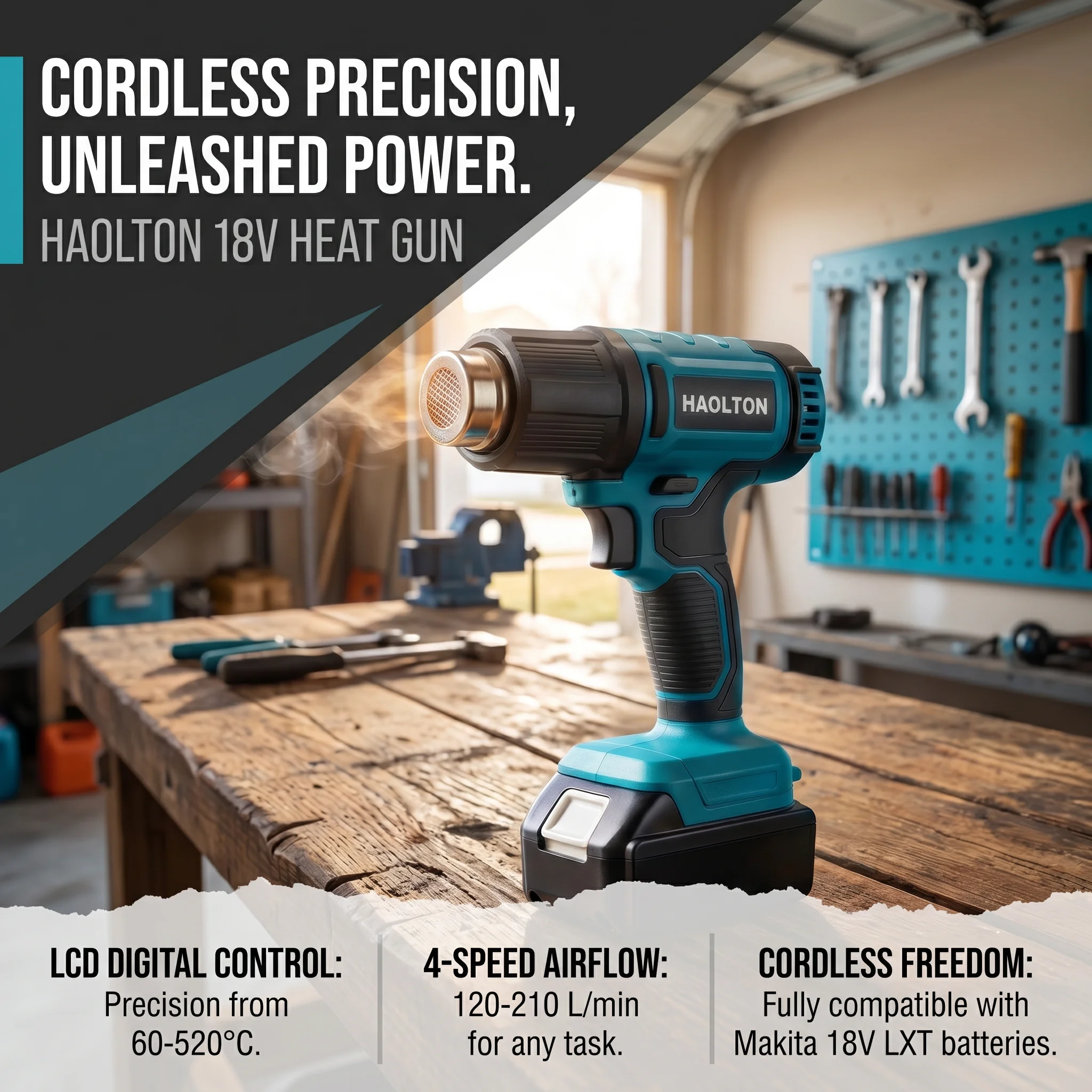 HAOLTON Cordless Handheld Hot Gun With Nozzle For Shrink Wrap PVC Welding Paint Removing DIY Craft Repair For Makita 18V Battery
HAOLTON Cordless Handheld Hot Gun With Nozzle For Shrink Wrap PVC Welding Paint Removing DIY Craft Repair For Makita 18V Battery