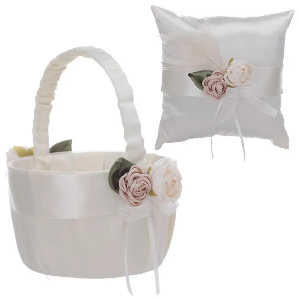 1Set Wedding Ring Pillow and Flower Basket Set Satin Ring Cushion Decorative Flower Girl Basket Wedding Ceremony Accessories
1Set Wedding Ring Pillow and Flower Basket Set Satin Ring Cushion Decorative Flower Girl Basket Wedding Ceremony Accessories