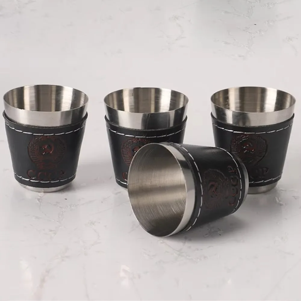 4Pcs Portable Outdoor Travel Cups Set Stainless Steel with PU Leather Cup Sleeve Coffee Cup Portable Design Whisky Cup
4Pcs Portable Outdoor Travel Cups Set Stainless Steel with PU Leather Cup Sleeve Coffee Cup Portable Design Whisky Cup