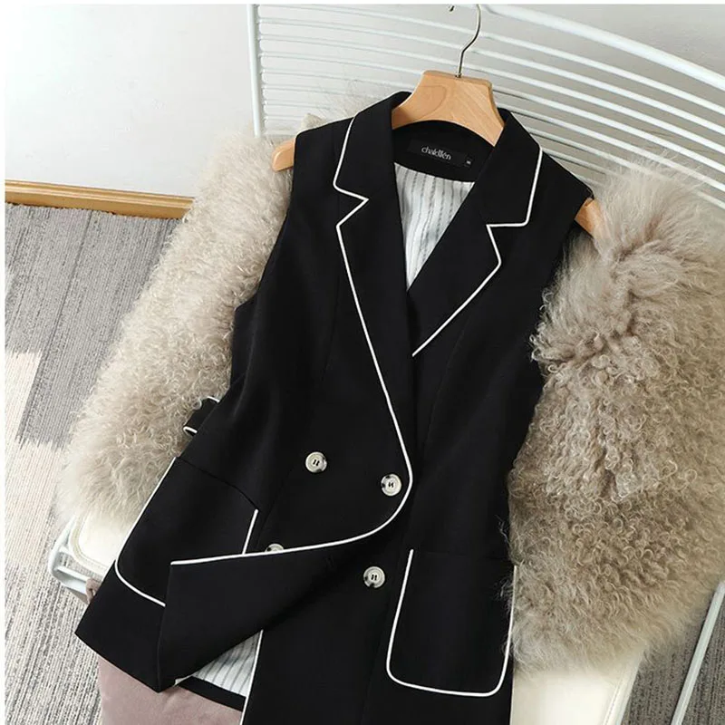 Suit vest women's Waistcoat spring autumn new 2026 layered design black border slim vest jacket sleeveless suit coat Top
Suit vest women's Waistcoat spring autumn new 2026 layered design black border slim vest jacket sleeveless suit coat Top