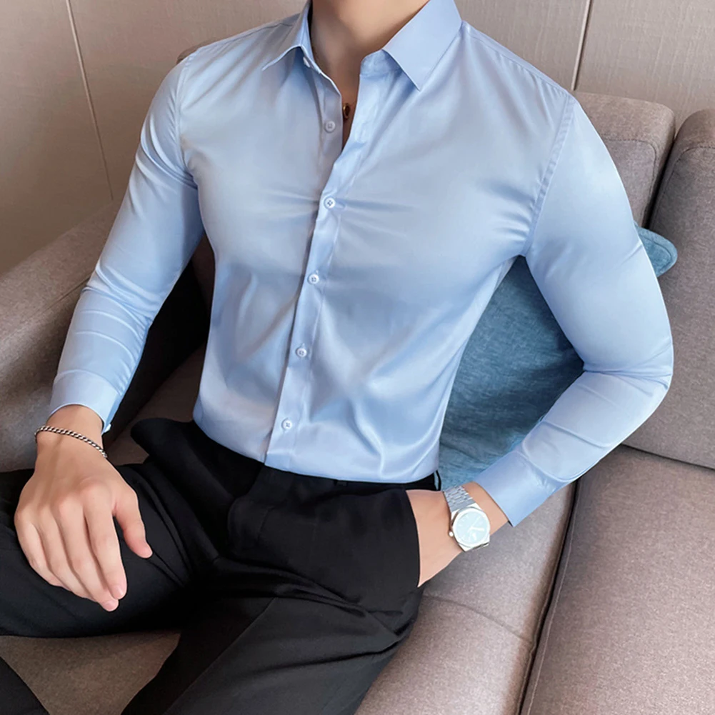 Men's Casual Formal Dress Shirts Solid Color Long Sleeve Button-Down Shirt Autumn Business Slim Tops Men Clothing
Men's Casual Formal Dress Shirts Solid Color Long Sleeve Button-Down Shirt Autumn Business Slim Tops Men Clothing