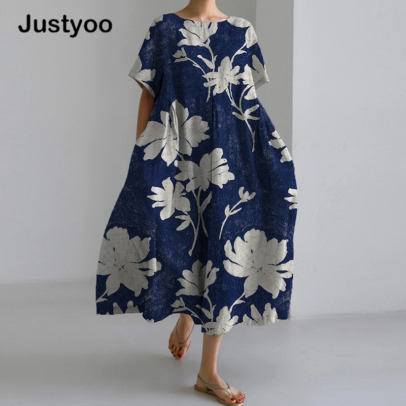 Autumn Fashion Printed Shirt Dress Women Casual Loose Round Neck Short Sleeve Pocket Printed A-line Dress Women 2024
Autumn Fashion Printed Shirt Dress Women Casual Loose Round Neck Short Sleeve Pocket Printed A-line Dress Women 2024