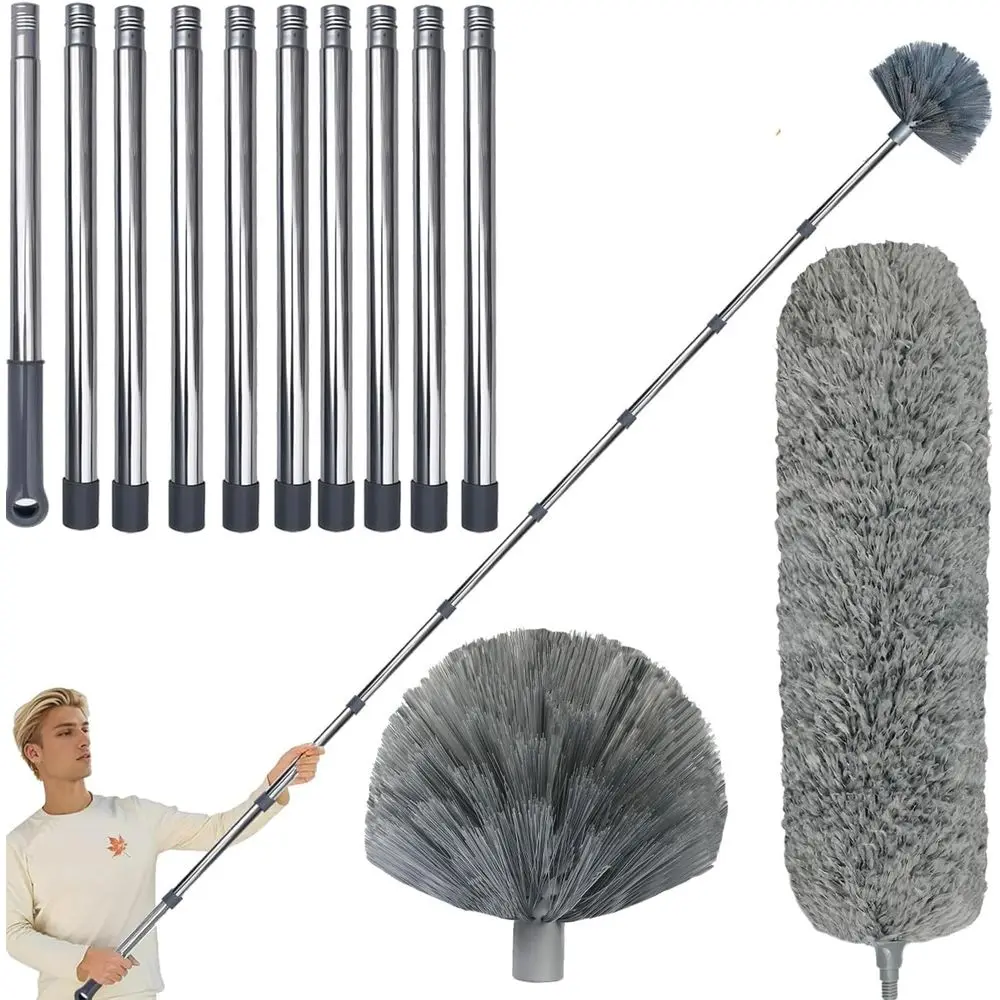 20 ft High Reach Cobweb Dusting Kit with 3-14 ft Extension Pole/Web Brush & Microfiber Duster for Cleaning Ceilings, Furniture,
20 ft High Reach Cobweb Dusting Kit with 3-14 ft Extension Pole/Web Brush & Microfiber Duster for Cleaning Ceilings, Furniture,