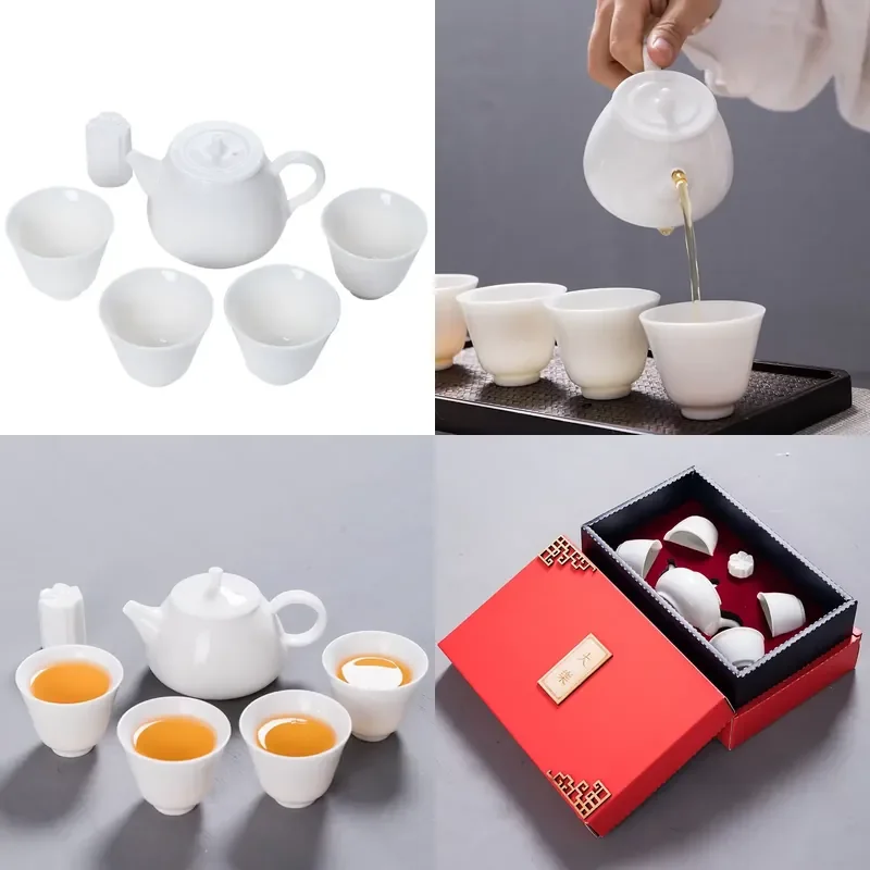 【CHIMU HOME】 Handmade Kung Fu Set for Mutton Jade Blanc De Chine Porcelain Ceramic Cup with One Pot and Four Cups
【CHIMU HOME】 Handmade Kung Fu Set for Mutton Jade Blanc De Chine Porcelain Ceramic Cup with One Pot and Four Cups