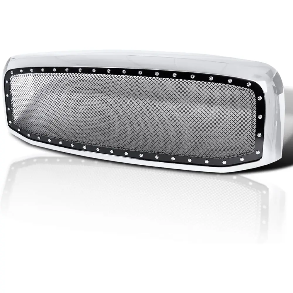 Chrome Rivet Bolt Stainless Mesh Front Hood Grille with Shell Compatible with 2006-2008 Dodge Ram 1500 2500 3500
Chrome Rivet Bolt Stainless Mesh Front Hood Grille with Shell Compatible with 2006-2008 Dodge Ram 1500 2500 3500