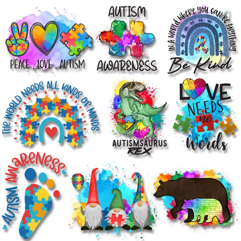 Autism Awareness Be Kind Love Needs No Words Iron on transfers Heat transfer stickers Patches for Clothes
Autism Awareness Be Kind Love Needs No Words Iron on transfers Heat transfer stickers Patches for Clothes