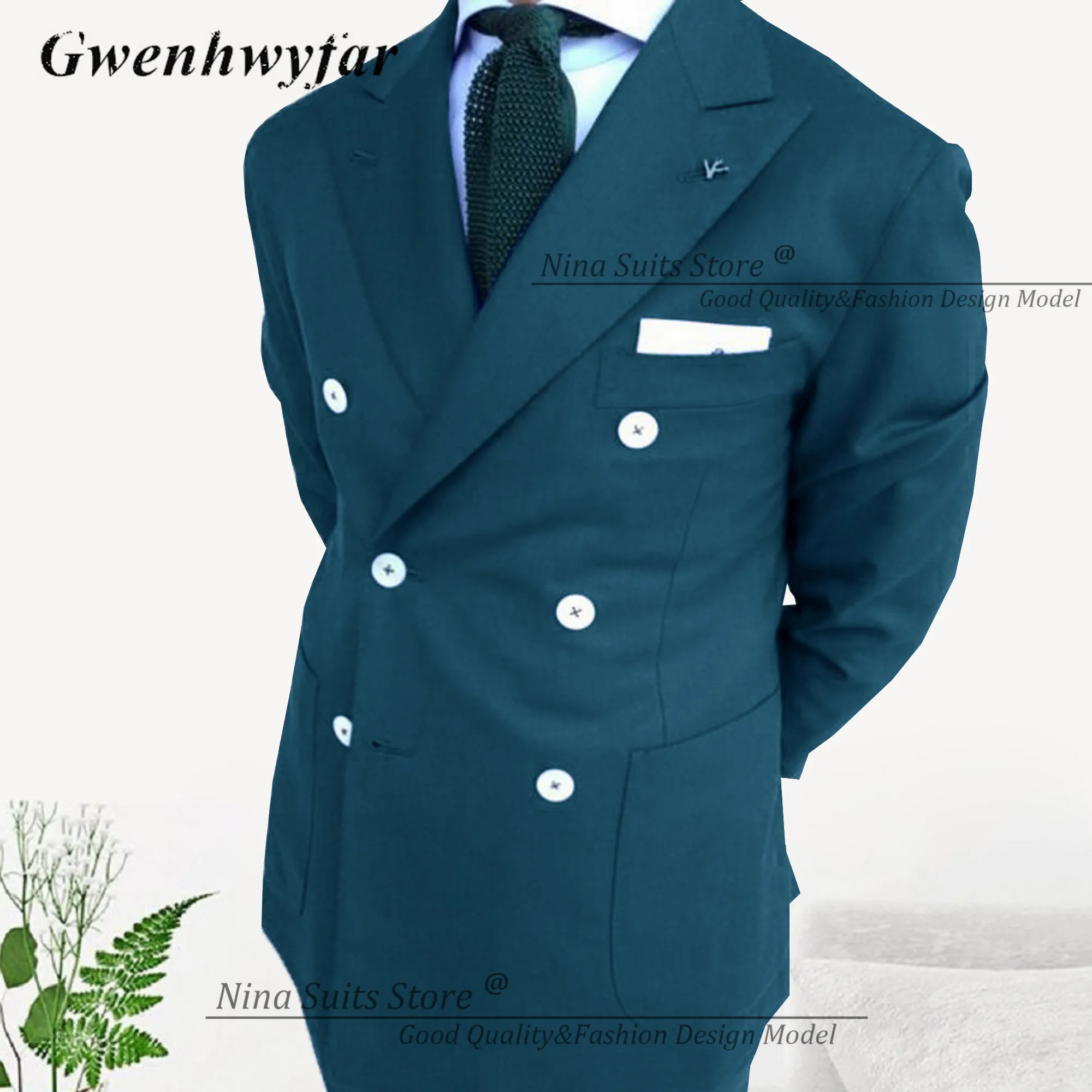 G&N Handmade Peacock Blue Men Suits Double Breasted 2024 New Arrival Party Man Tuxedos Patch Pocket Blazer Slim Fit Pants Jacket
G&N Handmade Peacock Blue Men Suits Double Breasted 2024 New Arrival Party Man Tuxedos Patch Pocket Blazer Slim Fit Pants Jacket