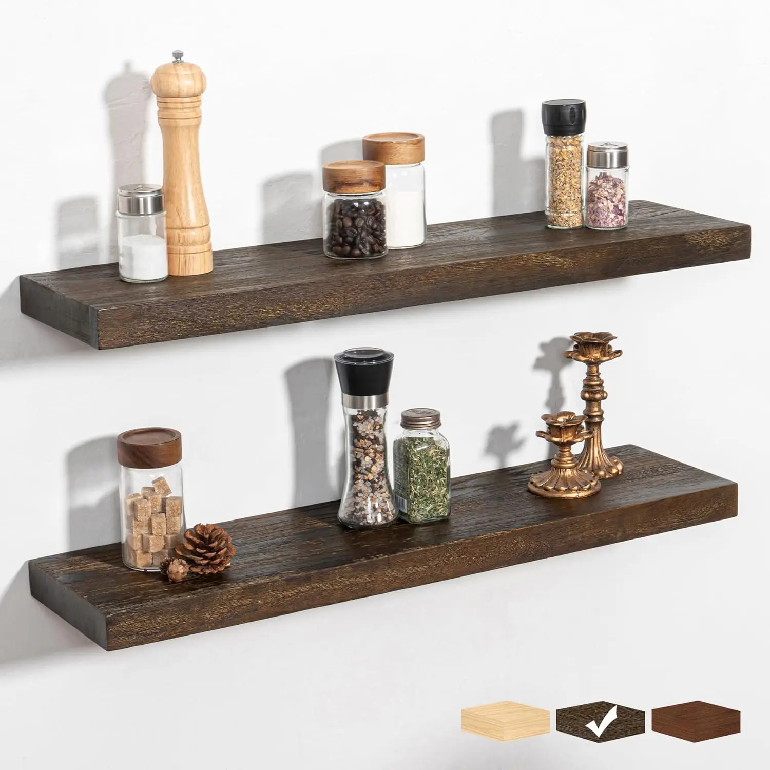 Rustic Wooden Floating Shelves for Wall - 30 Inch Wood Shelves Set of 2-7.9 Inch Deep Solid Paulownia Wood Wall Mounted
Rustic Wooden Floating Shelves for Wall - 30 Inch Wood Shelves Set of 2-7.9 Inch Deep Solid Paulownia Wood Wall Mounted