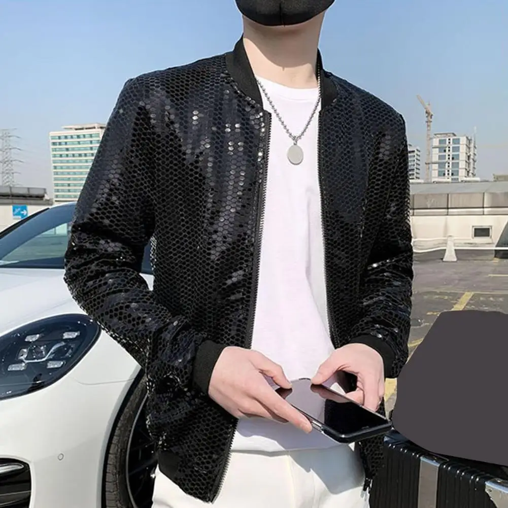 Men Coat Fashionable Baseball Uniform Style Sequined Jacket Stand Collar Thin Coat For Club Stage Streetwear
Men Coat Fashionable Baseball Uniform Style Sequined Jacket Stand Collar Thin Coat For Club Stage Streetwear