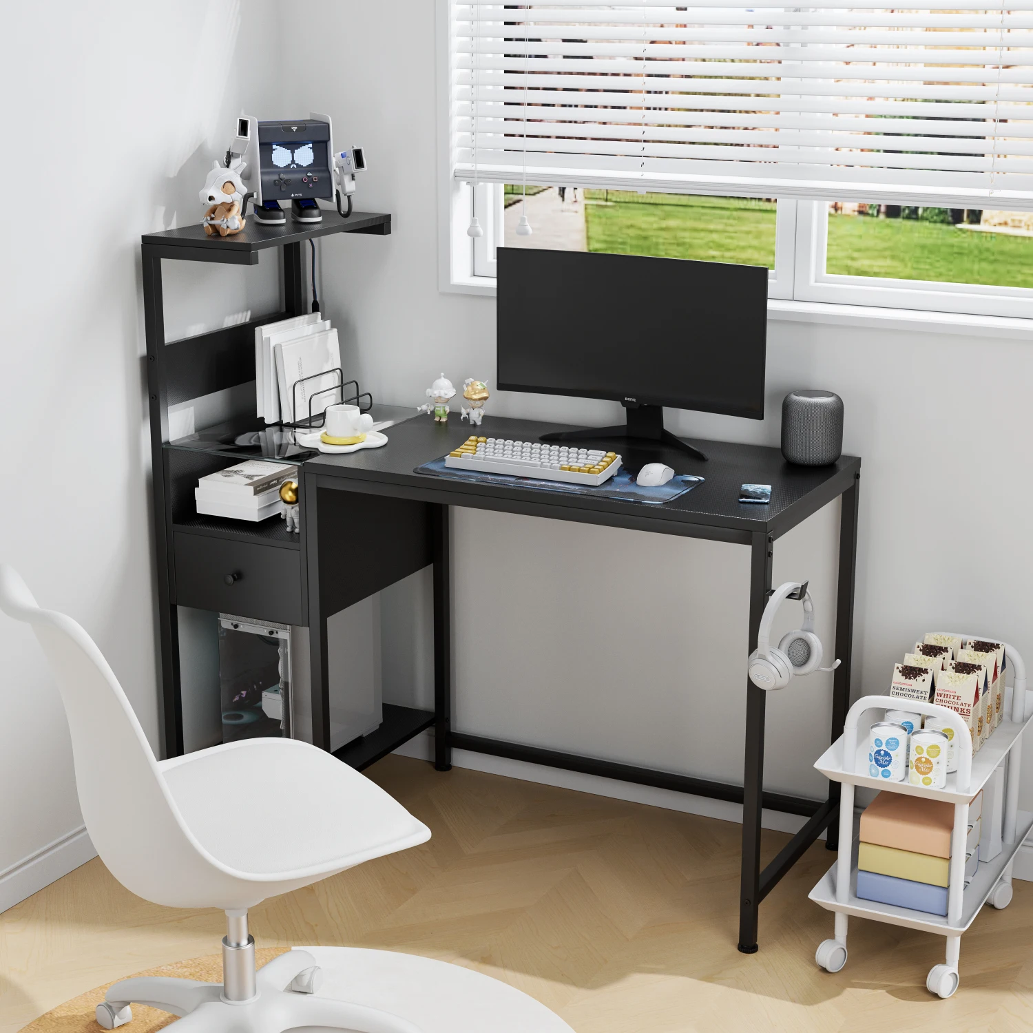 Computer Desk with Power Outlet & Storage Shelves, Study Writing Table with USB Ports Charging Station, PC Desk Workstation for
Computer Desk with Power Outlet & Storage Shelves, Study Writing Table with USB Ports Charging Station, PC Desk Workstation for