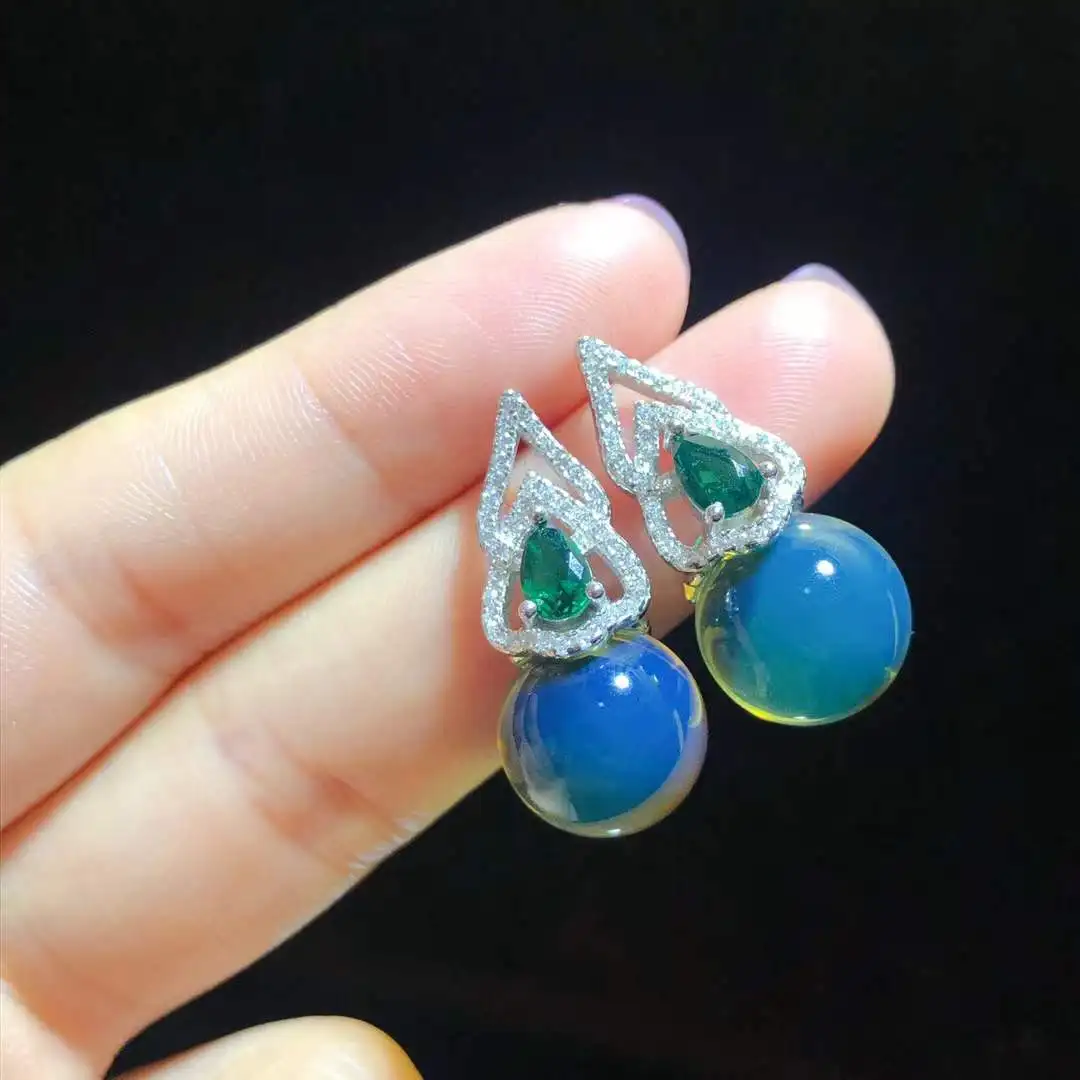 Sterling Silver 12mm Natural Mexican Blue Amber Phoenix Tail Earrings Diamond Hollow Out Base Versatile Daily Jewelry for Women
Sterling Silver 12mm Natural Mexican Blue Amber Phoenix Tail Earrings Diamond Hollow Out Base Versatile Daily Jewelry for Women