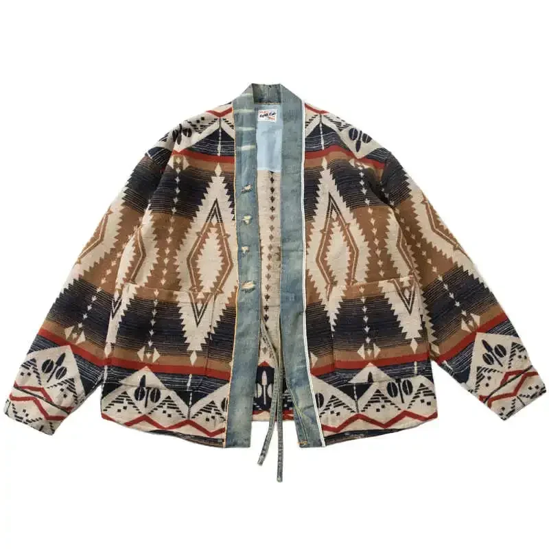 Lucky Sartorius 22A/W Japanese Retro Denim Patchwork Woolen National Air Robe Jacket for Men
Lucky Sartorius 22A/W Japanese Retro Denim Patchwork Woolen National Air Robe Jacket for Men