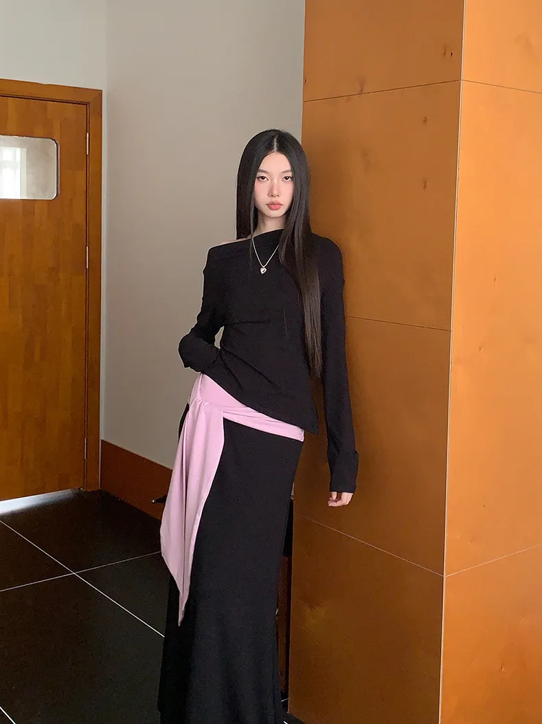 Mipai Long Sve T-irt Women's Slim Fit oulder Tie Dr Set Autumn Season Color Blo Wrap around Skirt Outfit
Mipai Long Sve T-irt Women's Slim Fit oulder Tie Dr Set Autumn Season Color Blo Wrap around Skirt Outfit