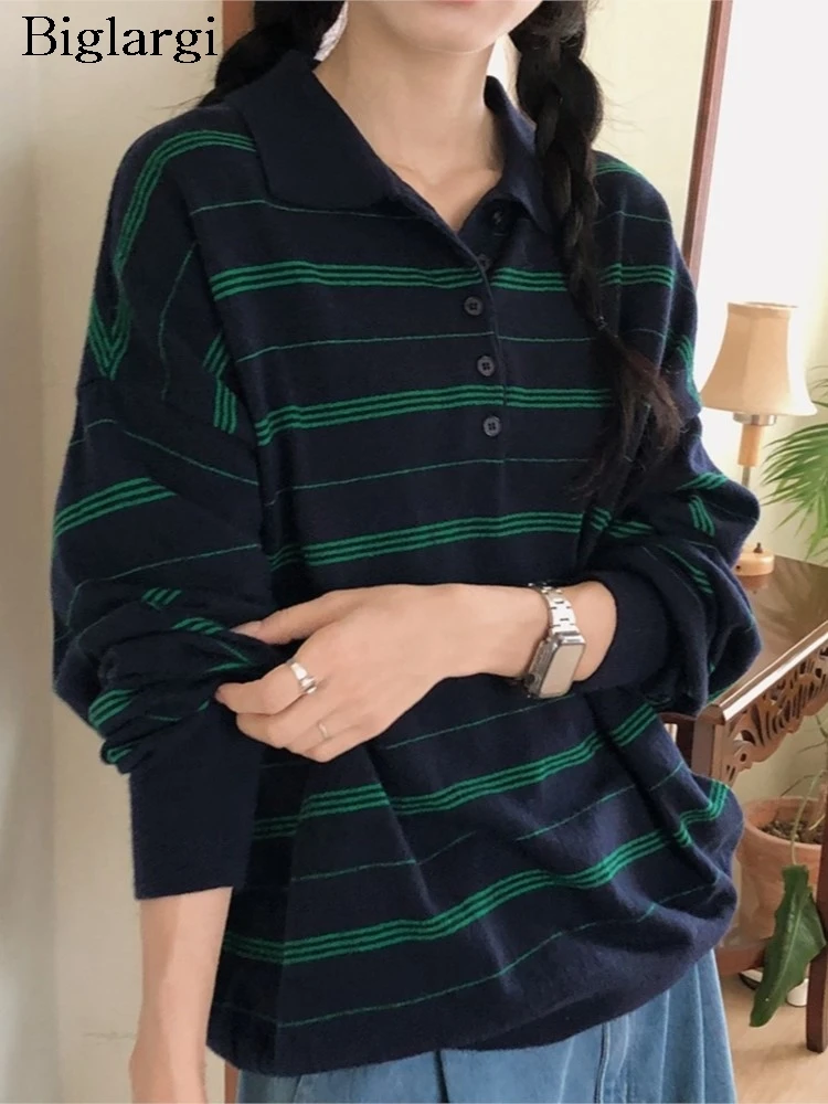 Autumn Striped Print Knitted Pullover T-Shirts Tops Women Long Sleeve Casual Fashion Ladies Blouses Loose Korea Style Woman Tops
Autumn Striped Print Knitted Pullover T-Shirts Tops Women Long Sleeve Casual Fashion Ladies Blouses Loose Korea Style Woman Tops