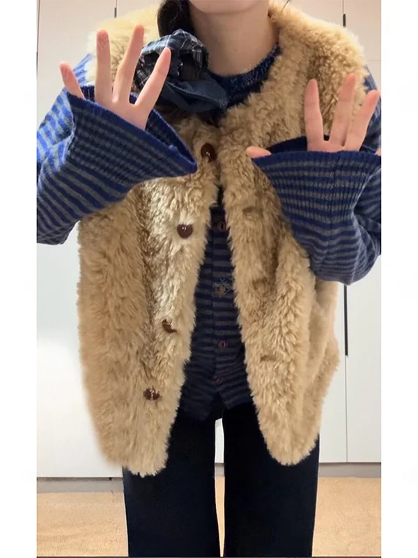 Korean Style Retro European Sister Lamb Fur Faux Leather Coat Women's Environmental Protection Faux Fur Toscana Wool Top
Korean Style Retro European Sister Lamb Fur Faux Leather Coat Women's Environmental Protection Faux Fur Toscana Wool Top